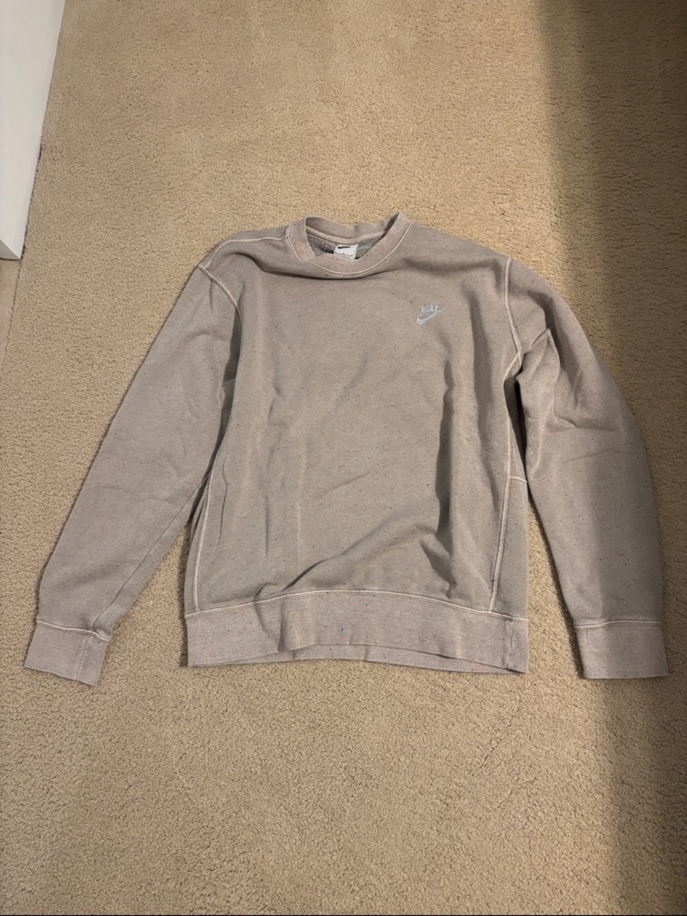 Nike Men's Crewneck Speckled Sweatshirt in Taupe